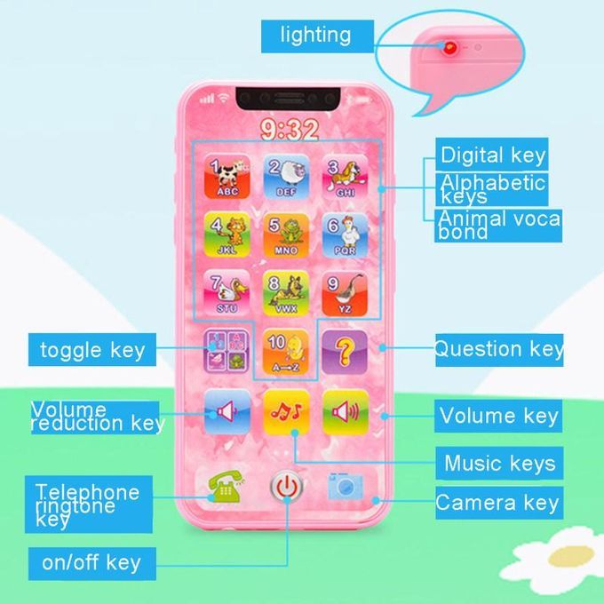 Children Cellphone Mobile Phone Touch Screen Music-Pink