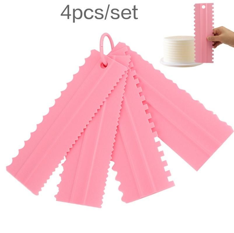 4pcs/set Cake Spatula DIY Baking Tools Plastic pink