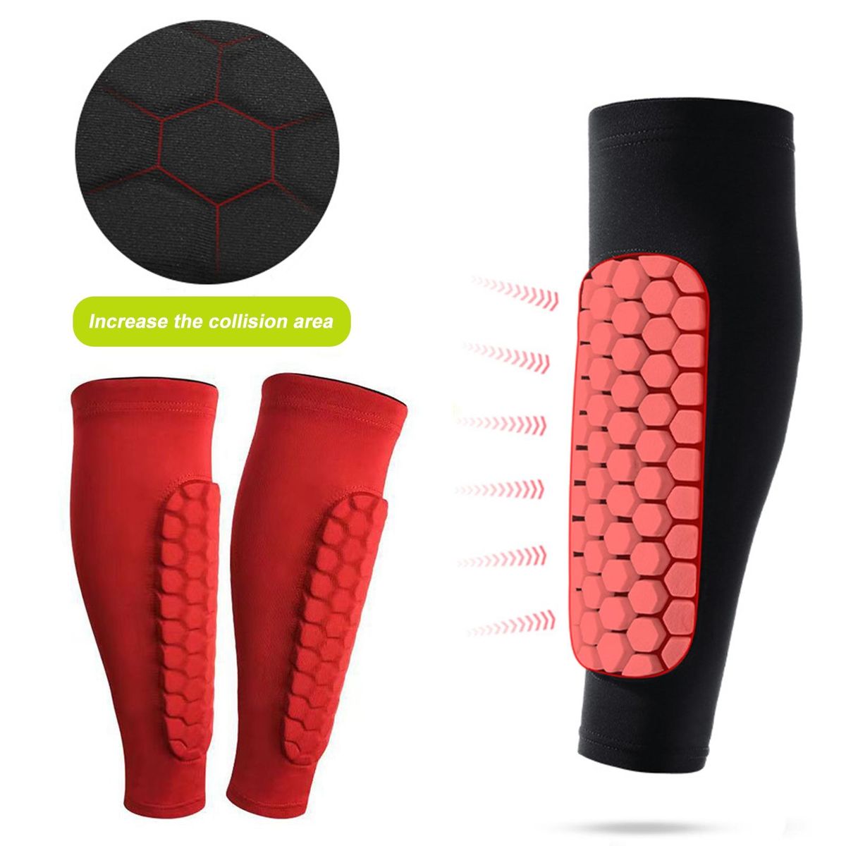 Scratch-resistant Shin Guards Advanced Soccer Shin Guards for Adults Red