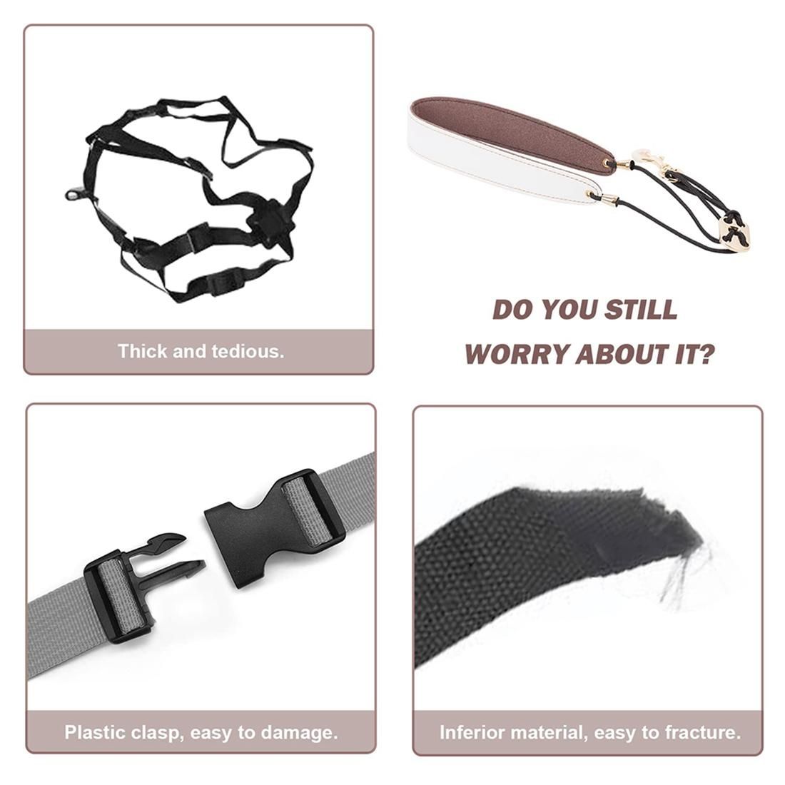 Saxophone Neck Strap, Alto Sax Neck Strap, Clarinet Neck Strap White Leather Neck Band, White+Brown