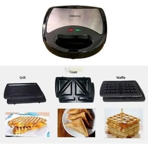3 In 1 Waffle Maker -750W - Black