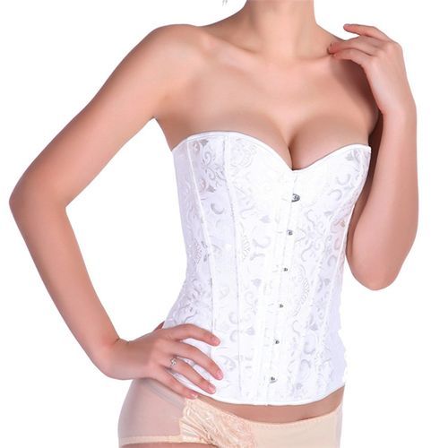 White Steampunk Corset Top Waist Cinchers Shaper Lace Women Sexy Plus Size