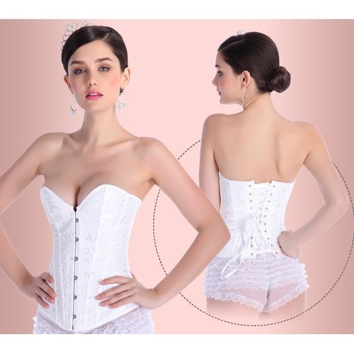 White Steampunk Corset Top Waist Cinchers Shaper Lace Women Sexy Plus Size
