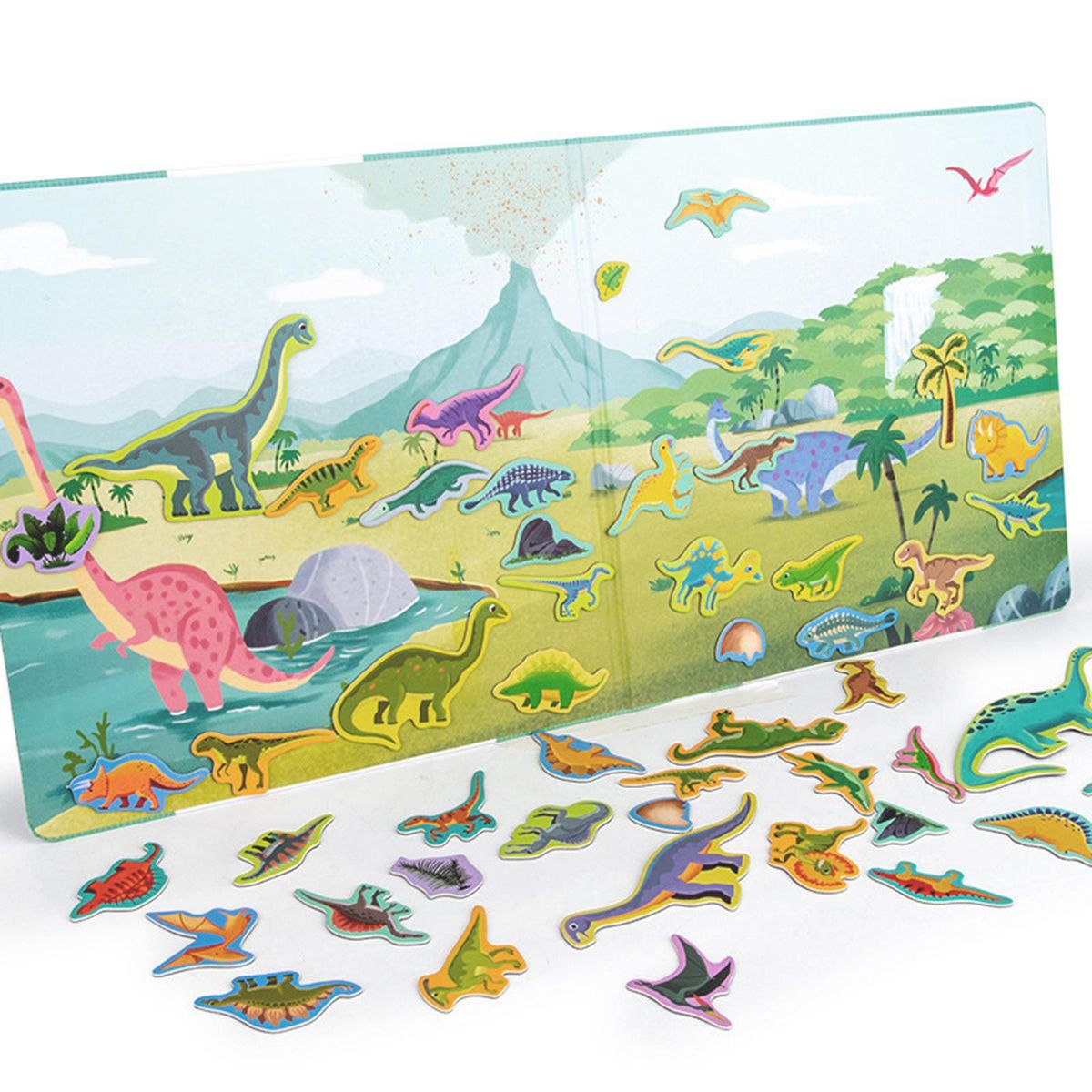 Portable Cartoon Puzzle Toys Disassembled Puzzle Board Dinosaur Scene