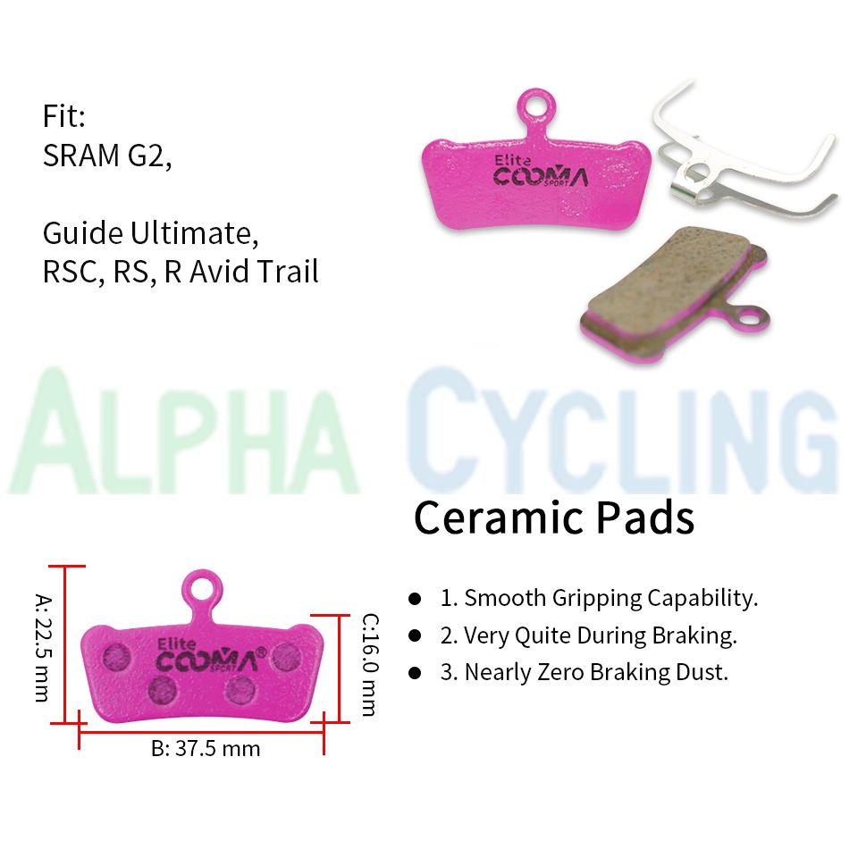4 Pairs Ceramic Bicycle Disc Brake Pads for SRAM G2, Guide RSC, RS, R, Avid Trail Series Caliper, Elite Class