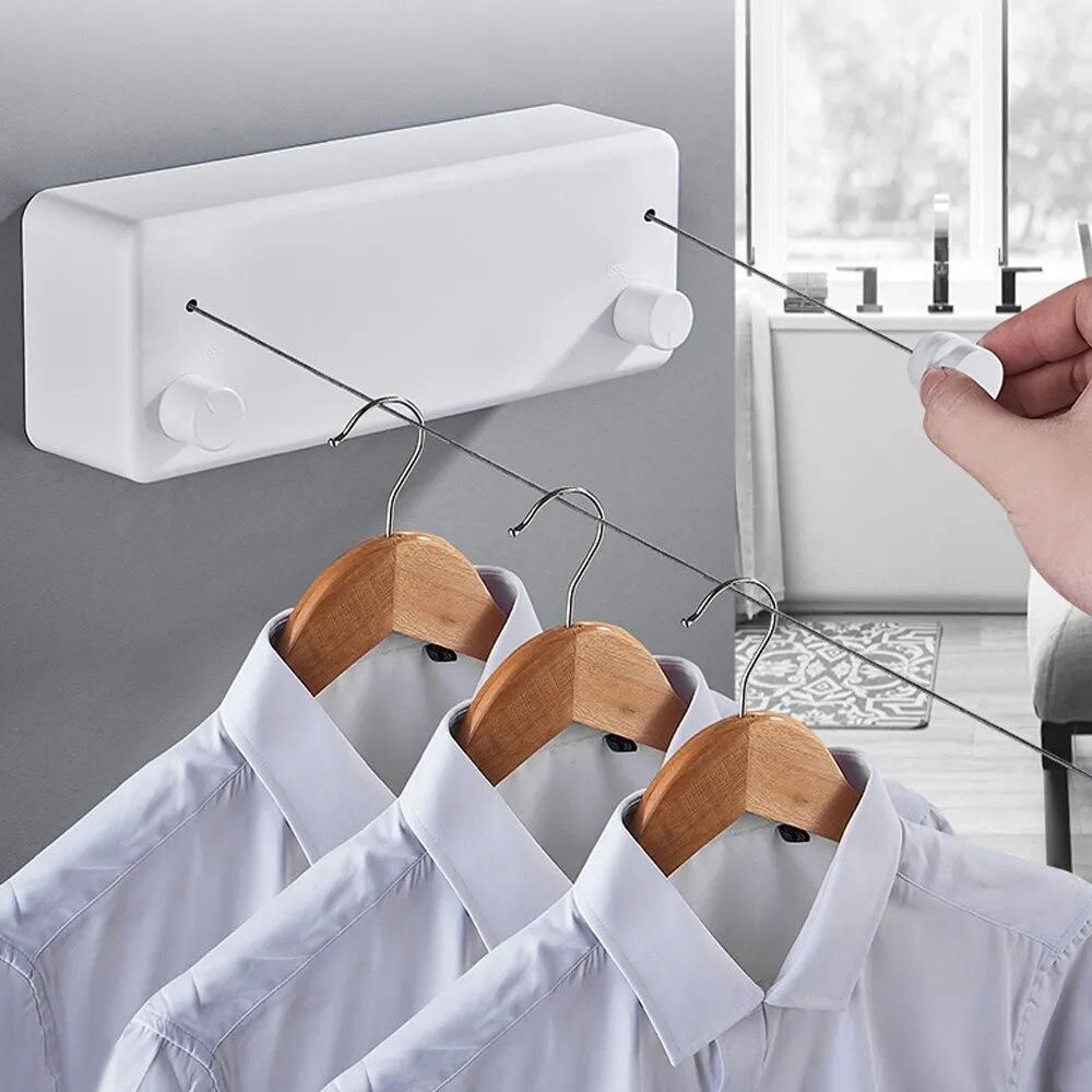 4.2M Clothes Dryer Retractable Clothesline Wall Hanger Stainless Steel Cloth Drying Rack Space Saving Laundry Rack 20kg Max Load