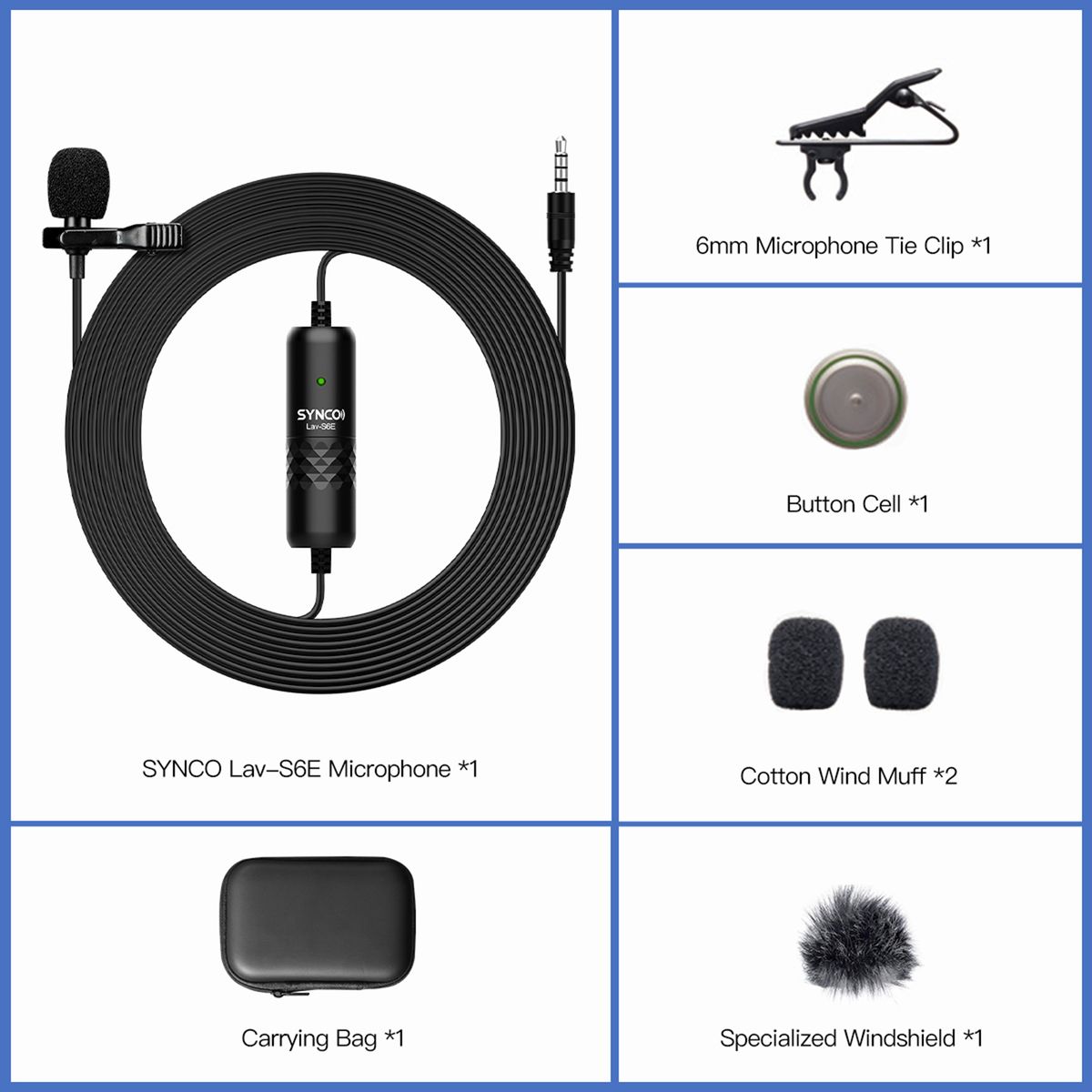 SYNCO Lav-S6E Professional Lavalier Microphone Clip-on
