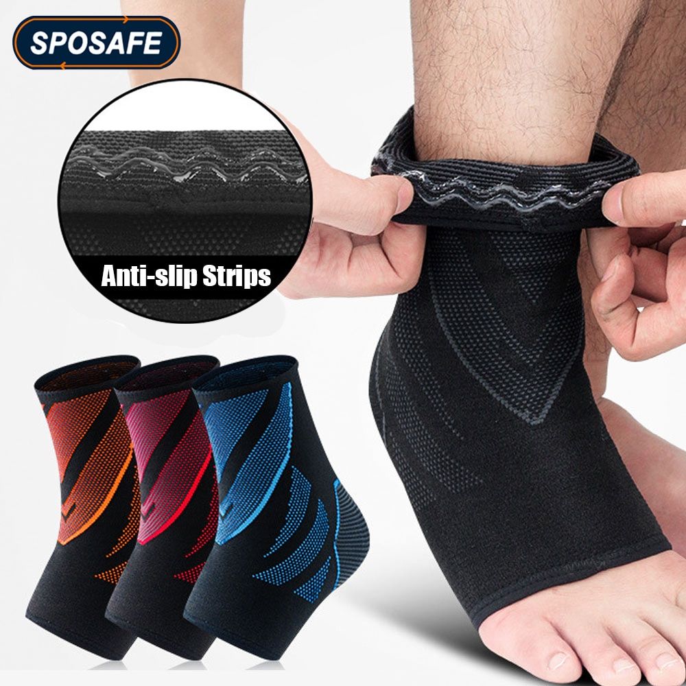 1Pc Sports Knitted Compression Ankle Support Super Elastic Skin-friendly Ankle  For Cycling Running Basketball Football Blue-1Pc XL--shoe Size 43-47