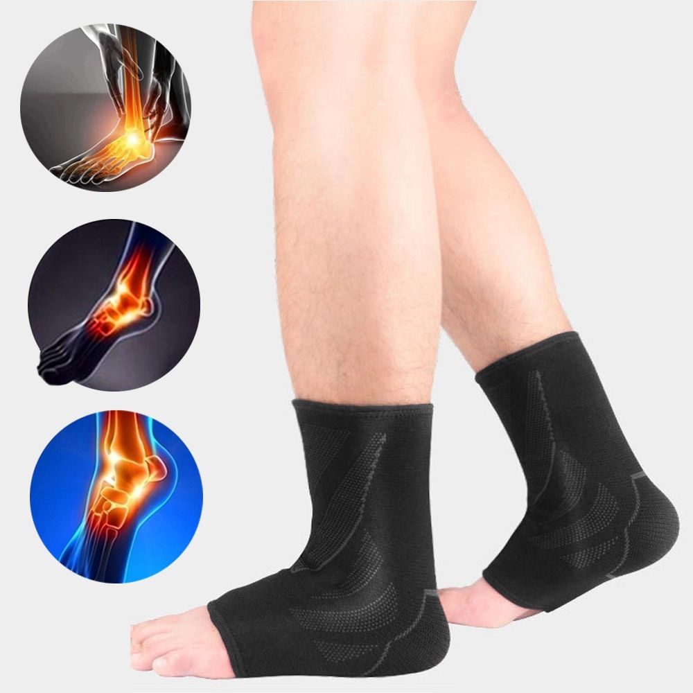 1Pc Sports Knitted Compression Ankle Support Super Elastic Skin-friendly Ankle  For Cycling Running Basketball Football Blue-1Pc XL--shoe Size 43-47