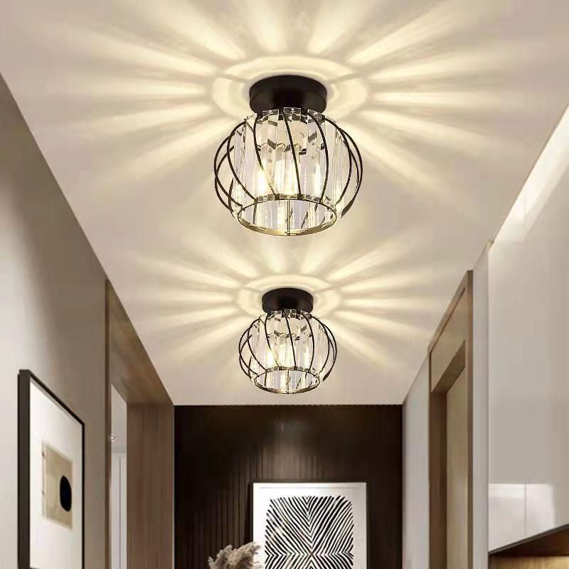 Modern minimalist aisle light corridor light creative LED spotlight ceiling light chandelier Nordic entry porch crystal light Without light source Golden chandelier