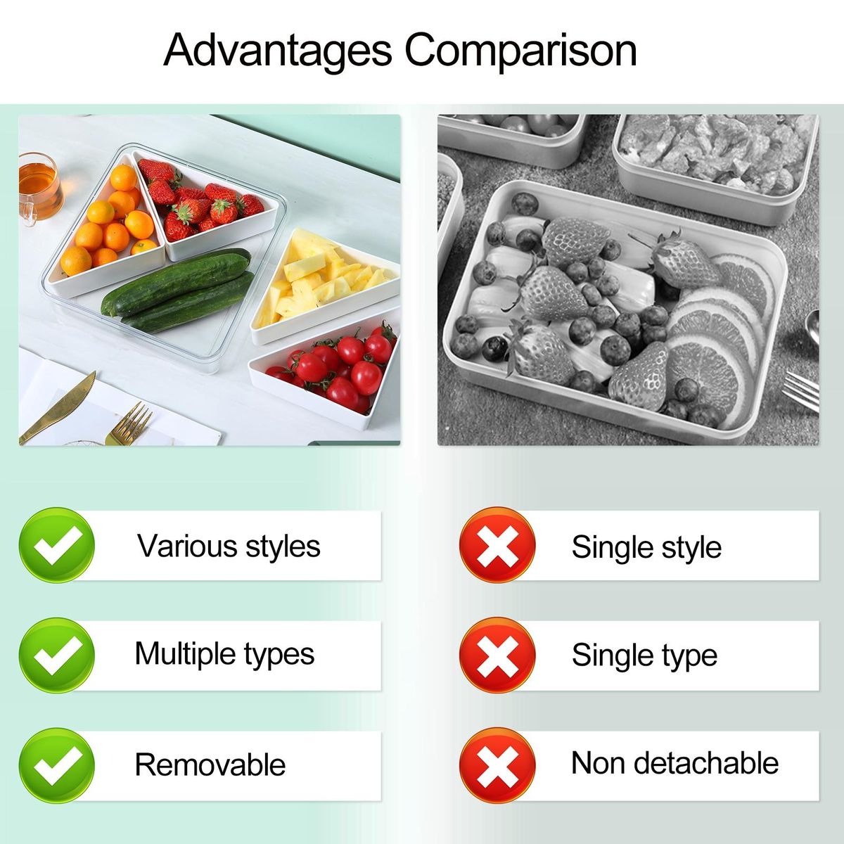 Fruit Tray with Compartments Versatile Veggie Tray 46 for Appetizers Blue