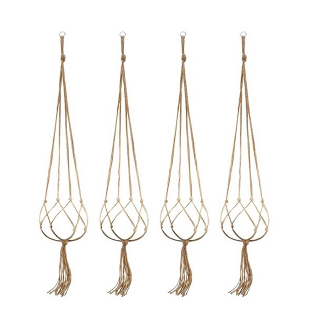 4PCS Hemp Rope Plant Holders Plant Flower Pot Hangers Hanging Decor Knotted Lifting Rope Home Garden Supplies