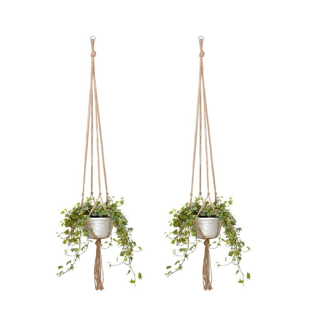 4PCS Hemp Rope Plant Holders Plant Flower Pot Hangers Hanging Decor Knotted Lifting Rope Home Garden Supplies