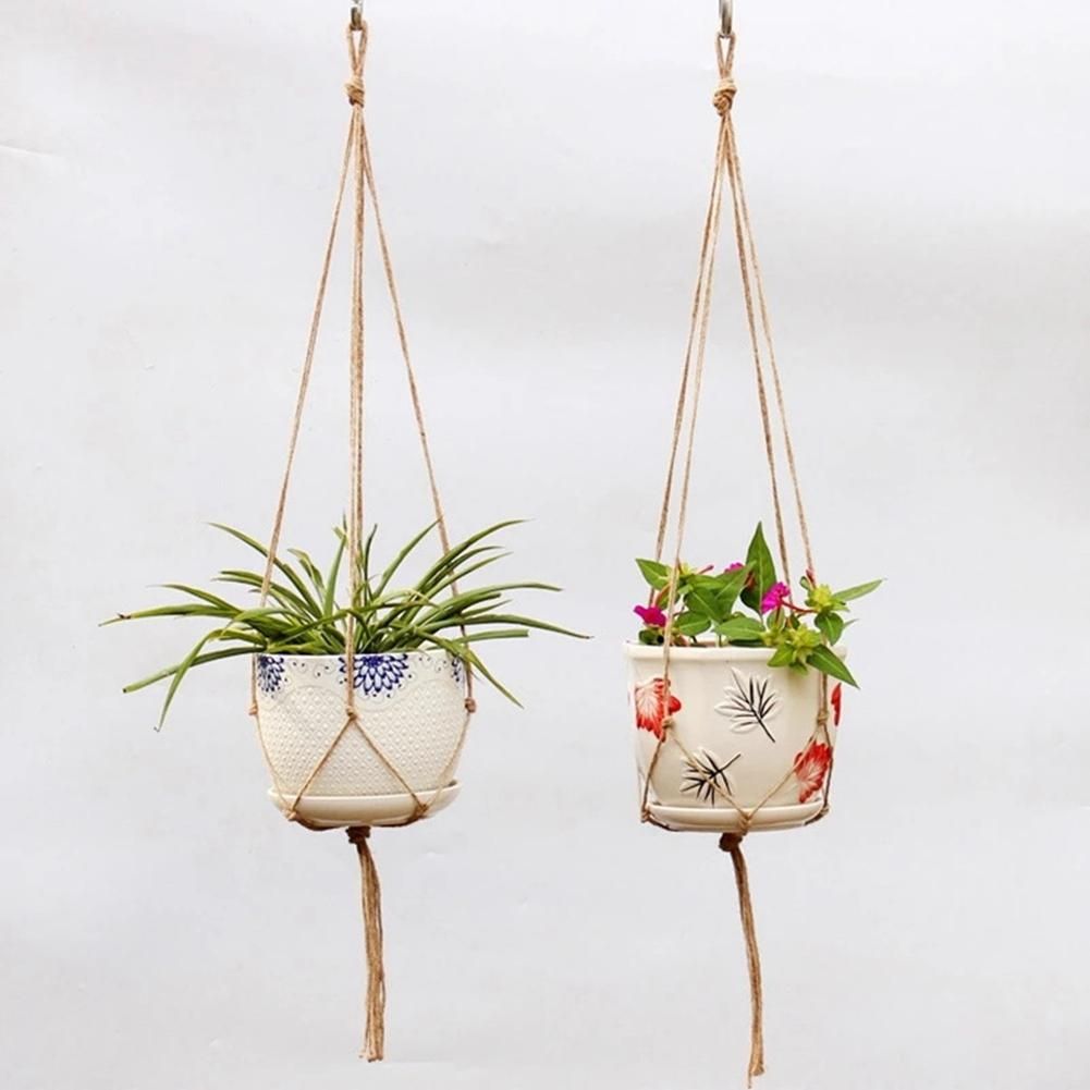 4PCS Hemp Rope Plant Holders Plant Flower Pot Hangers Hanging Decor Knotted Lifting Rope Home Garden Supplies