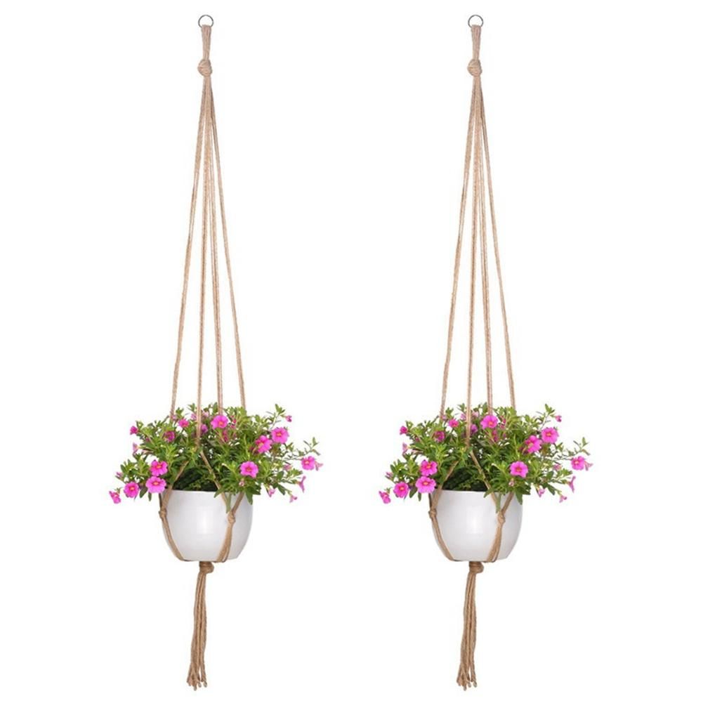 4PCS Hemp Rope Plant Holders Plant Flower Pot Hangers Hanging Decor Knotted Lifting Rope Home Garden Supplies