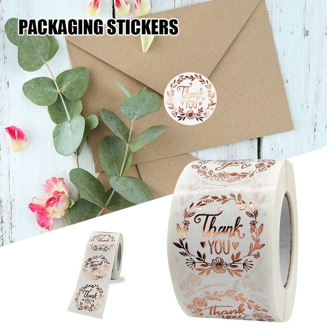 500 Sheets/roll Round Thank You Labels Packaging Sticker