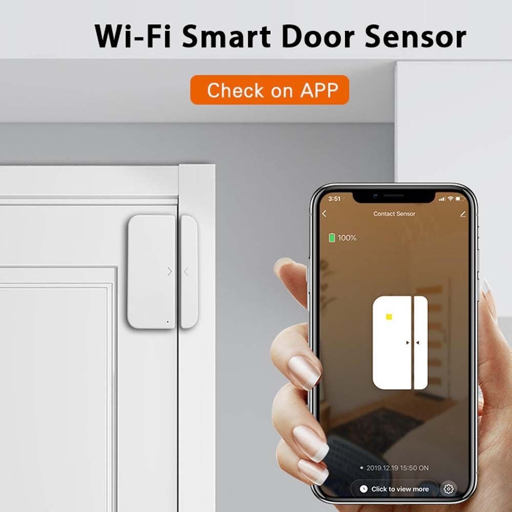 WiFi Door Alarm Window Sensor Detector SmartHome Secure Tuya