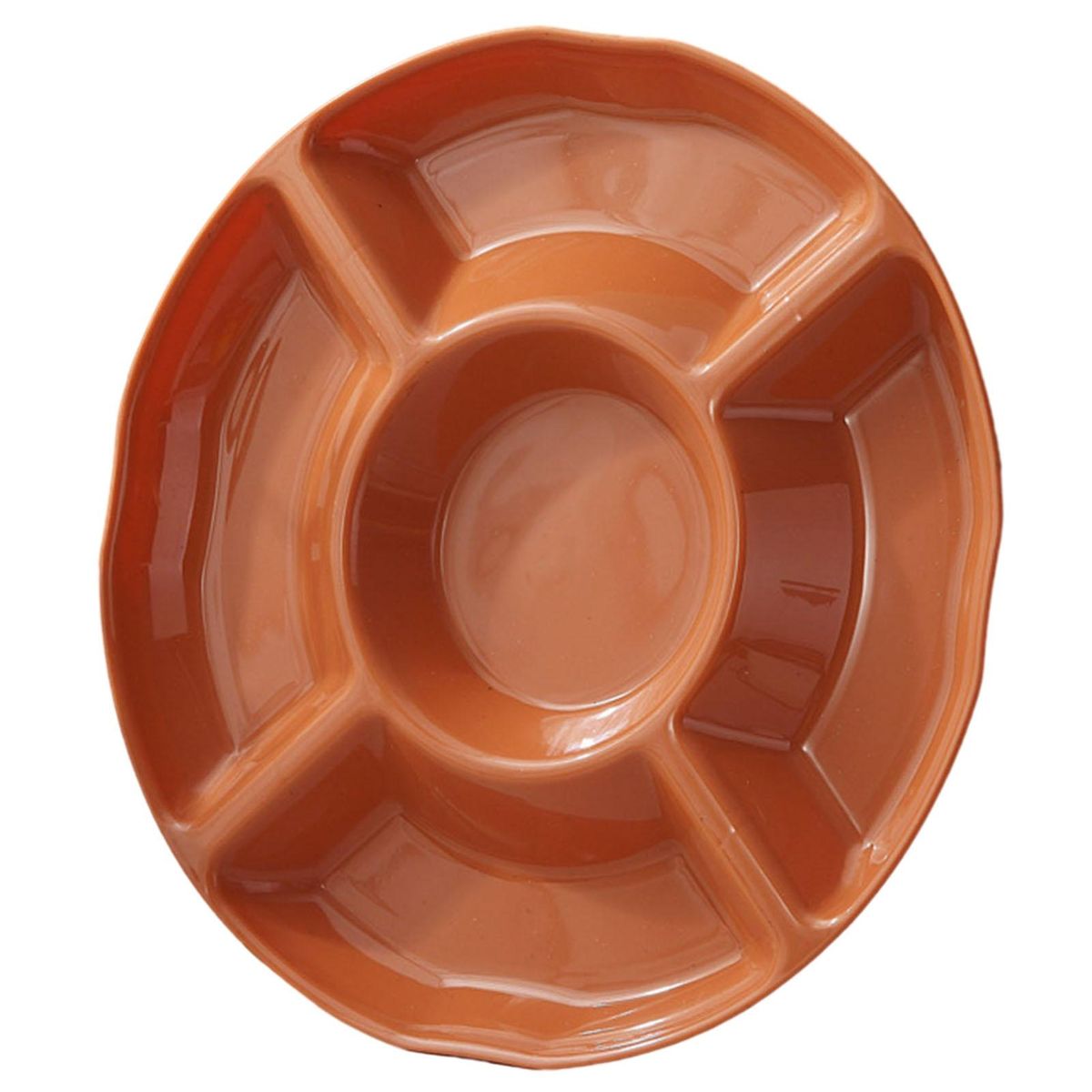 Food Grade Pp Plate Multi-compartment Round Snack Tray for Fruits Orange