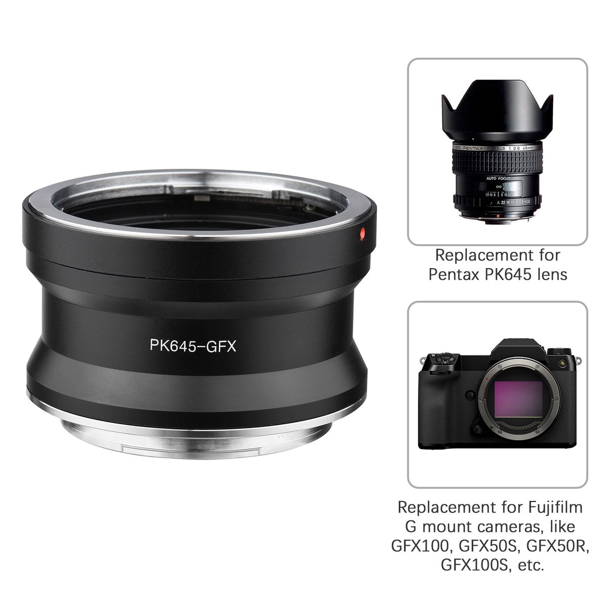 PK645-GFX Camera Lens Adapter Replacement For Pentax PK645