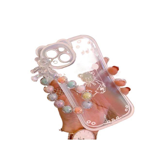 Rainbow Bear Pearl Bracelet Apple Mobile Phone Case