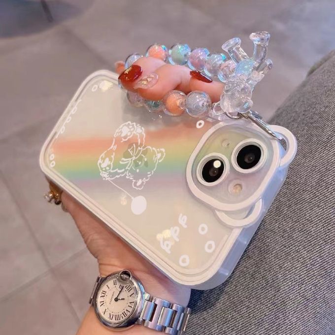 Rainbow Bear Pearl Bracelet Apple Mobile Phone Case