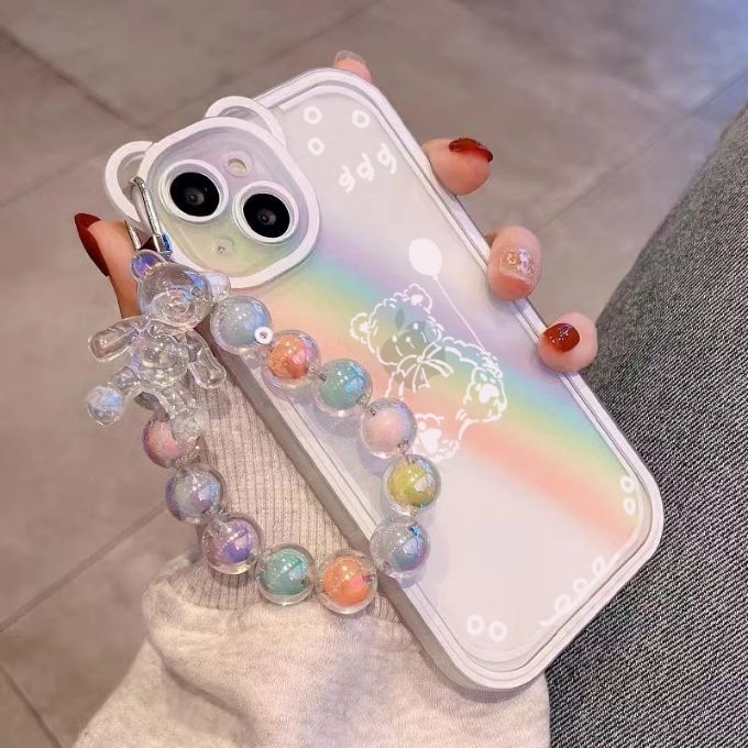 Rainbow Bear Pearl Bracelet Apple Mobile Phone Case