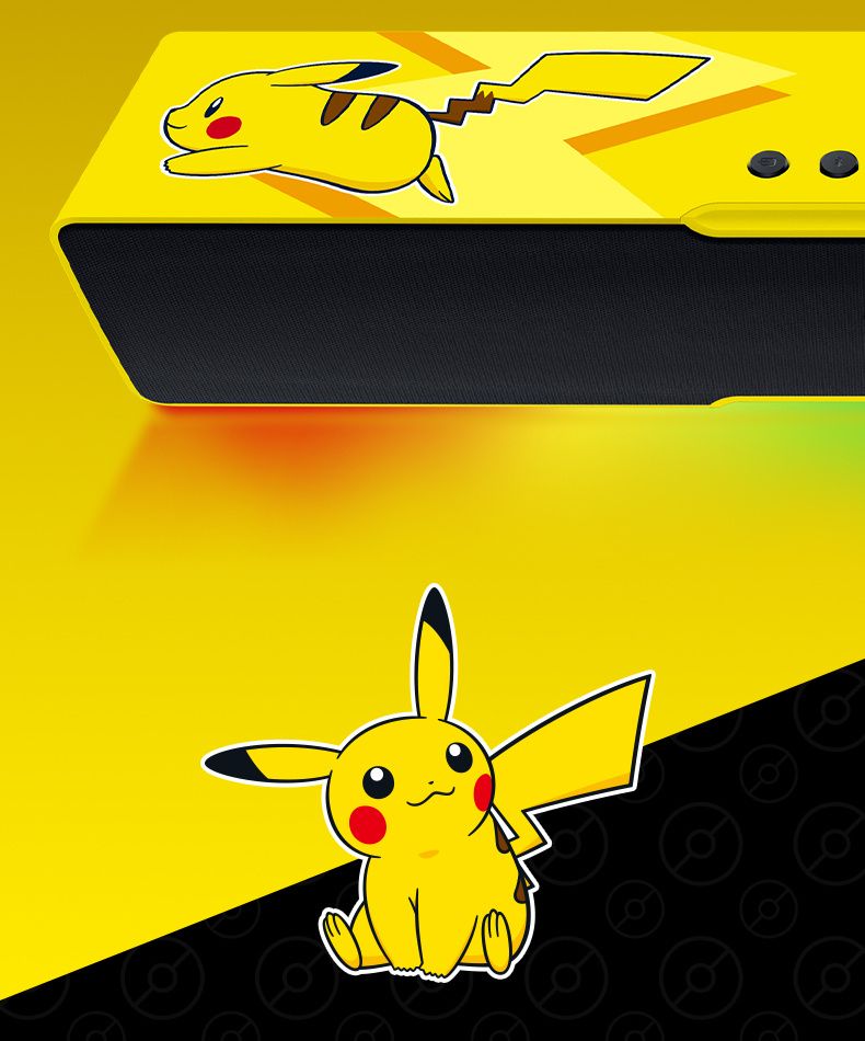 A/Razer Pokemon Pikachu Model Bar Bluetooth Desktop Speaker Computer Heavy Bass RGB Magic Light Effect Yellow