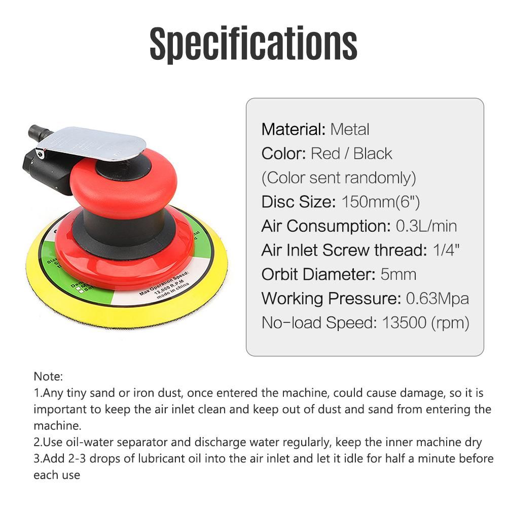 6'' Pneumatic Sander Pneumatic Polisher Air Sander Air Palm Orbital Sander Grinder Palm Sander Sanding Machine Tool