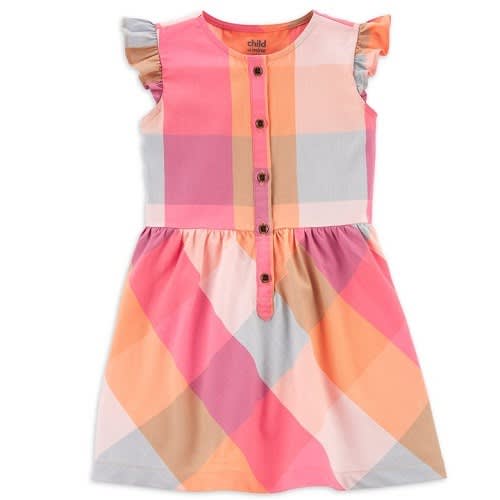 Child Of Mine Girls Flutter Sleeve Plaid Little Dress