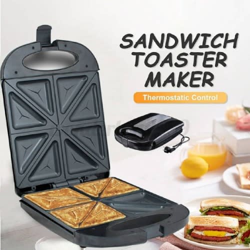 Non-stick Electric Sandwich & Toast Maker -1200w - 4 Slices