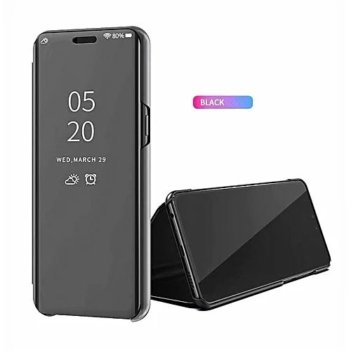 Clear View Mirror Flip Case For Hauwei Y9 2019 - Black