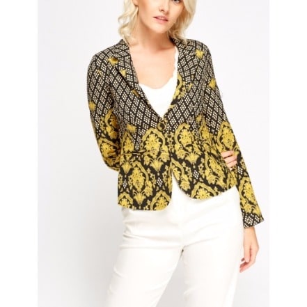 Mixed Flowery Print Blazer - Yellow