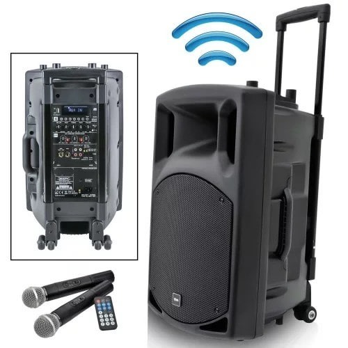 Rechargeable Bluetooth System With Wireless Microphone, Radio