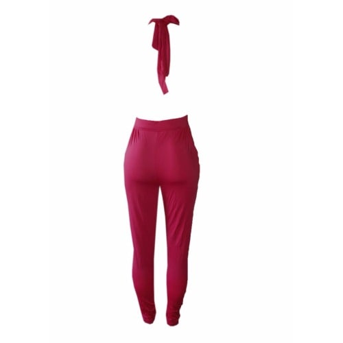 Emfed V-neck Halter Jumpsuit - Pink