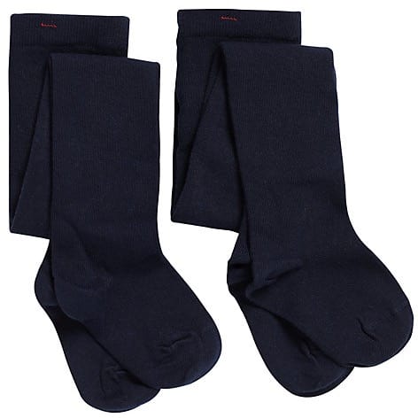 Girls 2 Pack Navy Cotton Soft Tights