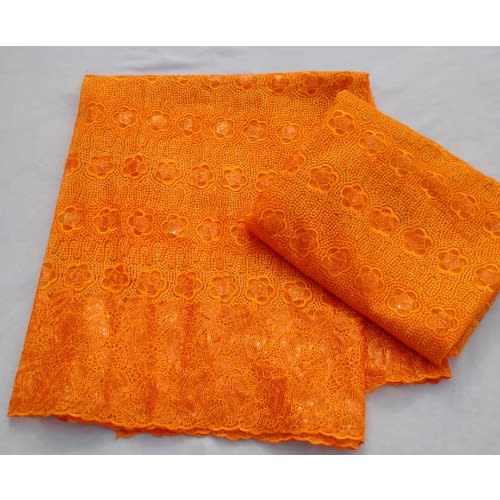 Bedazzled And Embroidered Orange Sample Lace - 4 Yards
