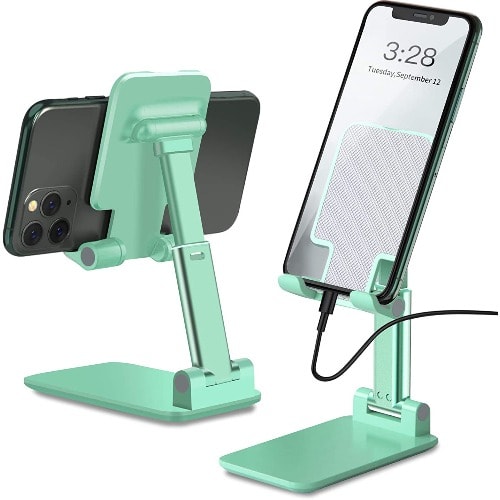 Adjustable Cell Phone Holder - Foldable Tablet Stand - Green