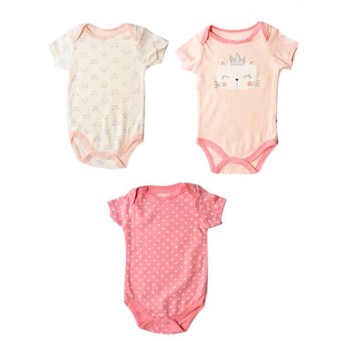 Baby Girl Kitty Bodysuit 3 In 1 Pack Onesies - Pink