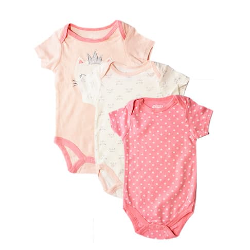 Baby Girl Kitty Bodysuit 3 In 1 Pack Onesies - Pink