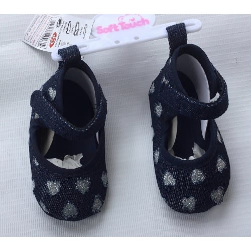 Soft Bottom Baby Shoes- Silver Appliques