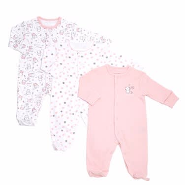 Girls Tonal Sleepsuits - Pack Of 3