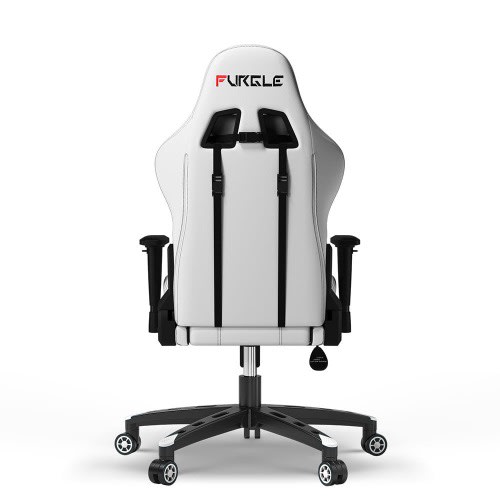 Furgle Computer Racing Gaming Ergonomic Chair +Footrest - Black & White