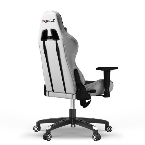 Furgle Computer Racing Gaming Ergonomic Chair +Footrest - Black & White