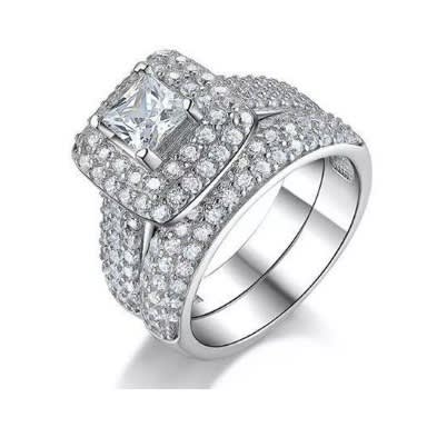 Wedding Ring Set - Silver