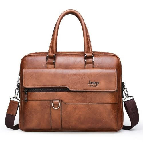 Business Men's Leather Formal Bag - 39cm x 28cm x 14cm - Brown
