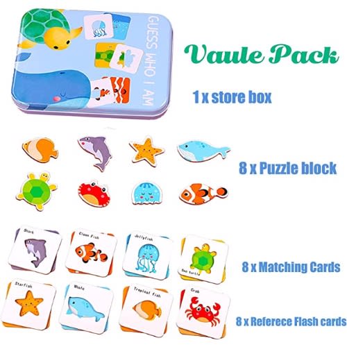 Kids Matching Puzzle Flashcards - Ocean Animals