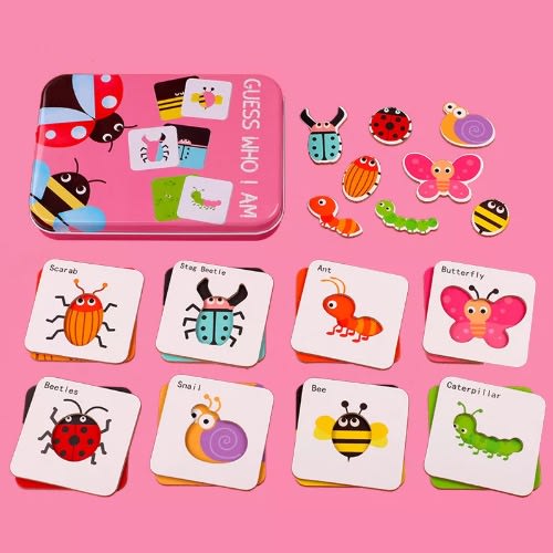 Kids Matching Puzzle Flashcards - Pink
