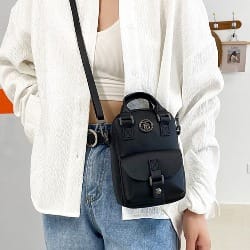 Ladies Leather Shoulder Bag -black