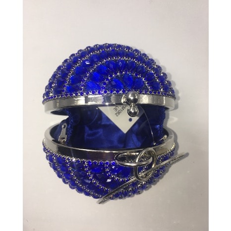 Round Stone Studded Purse - Blue