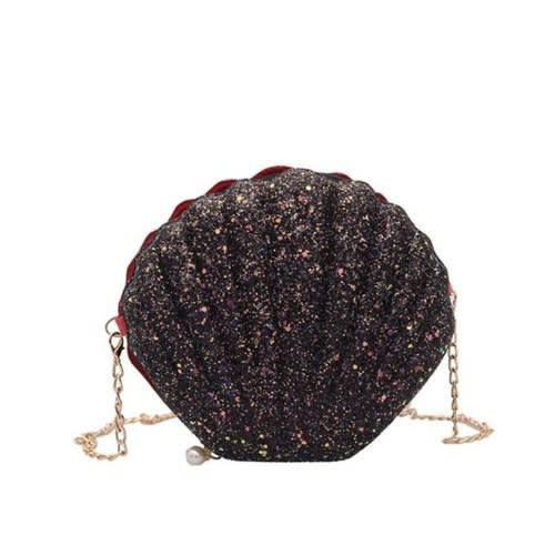 Sequin Chain Shell Bag For Women - Black
